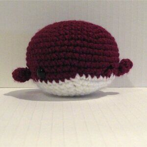 Handmade Crochet Amigurumi Maroon Winking Whale Childrens Kids Toy Cute Present